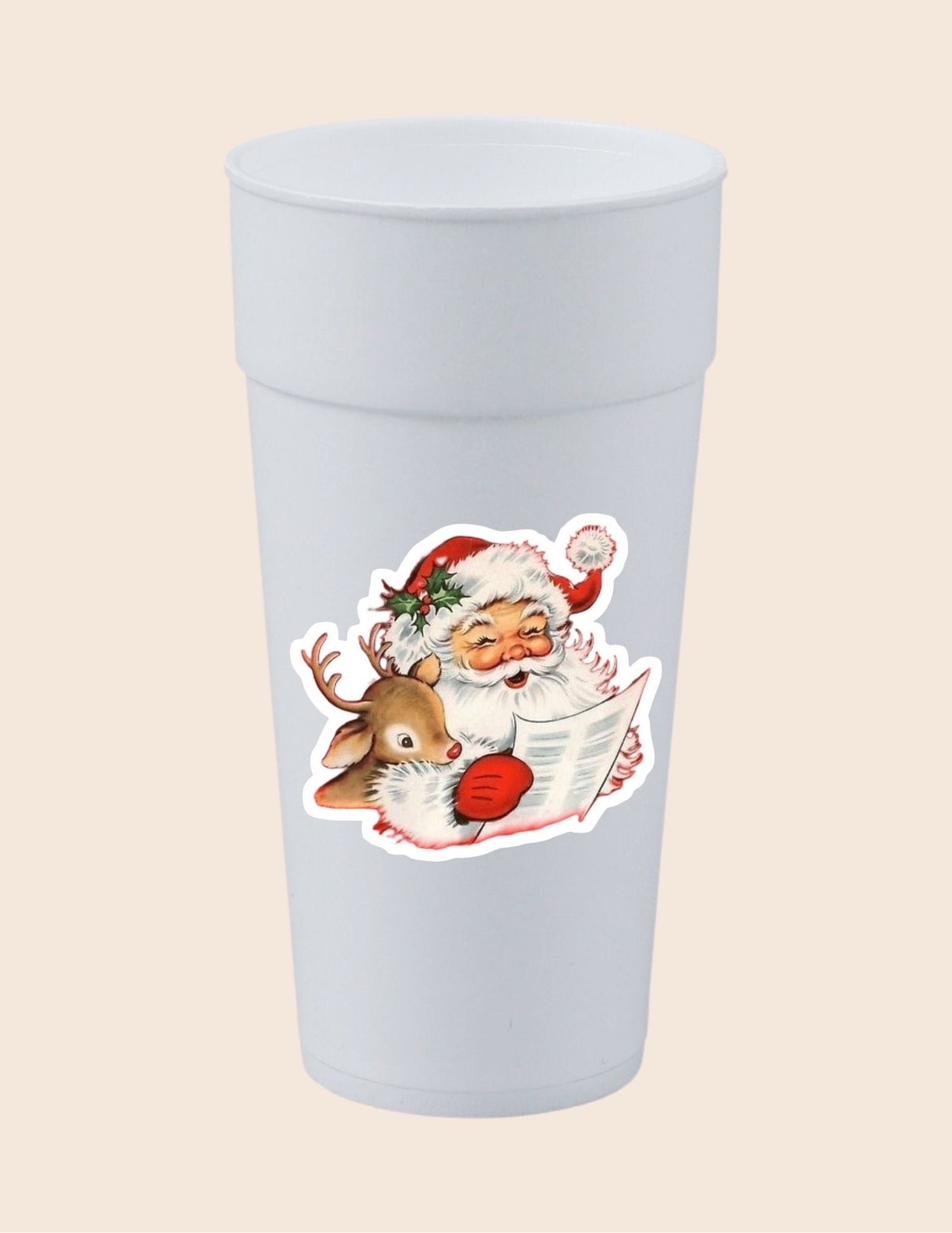 Vintage Santa and Reindeer Cup