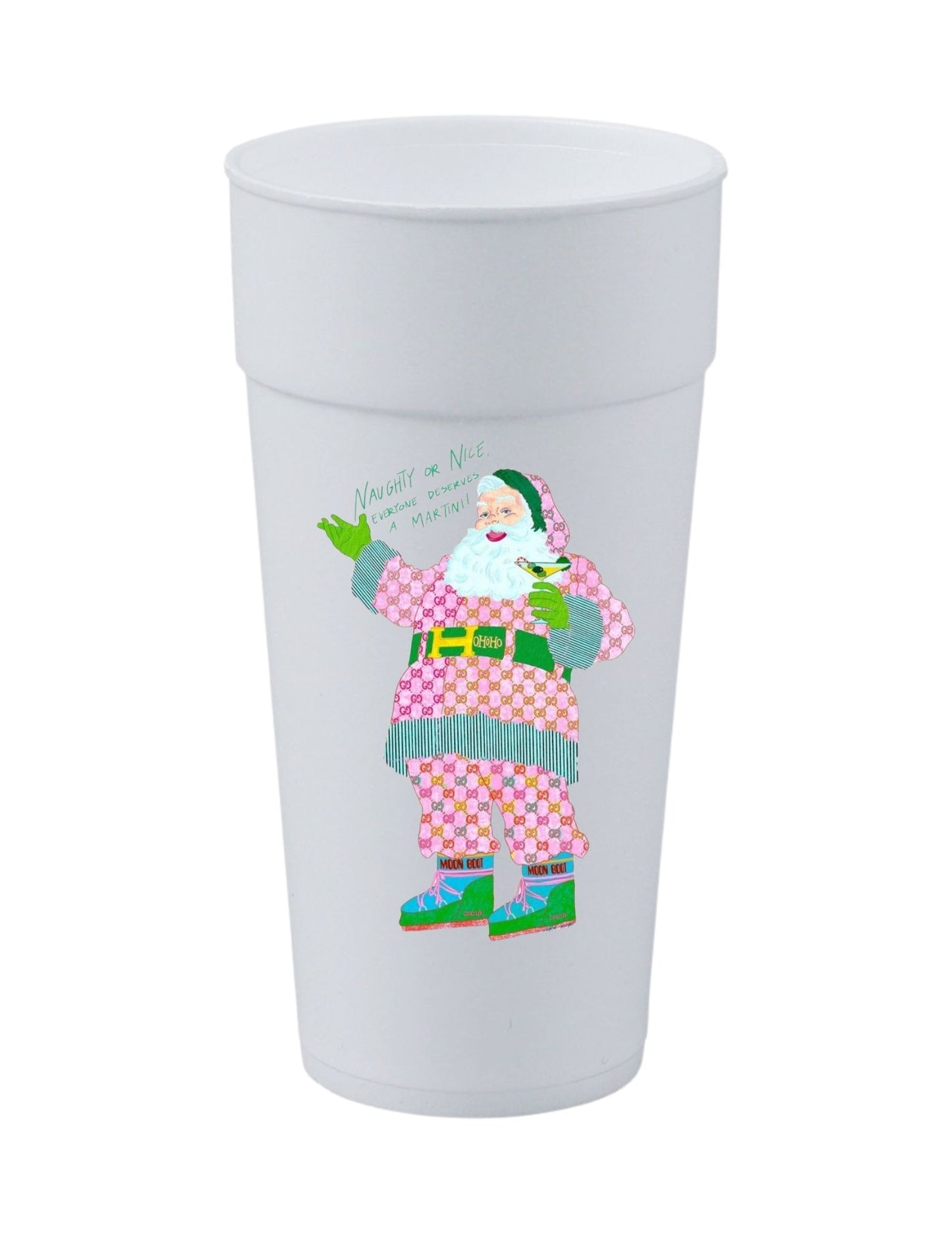 Retro Shopping Santa Cup