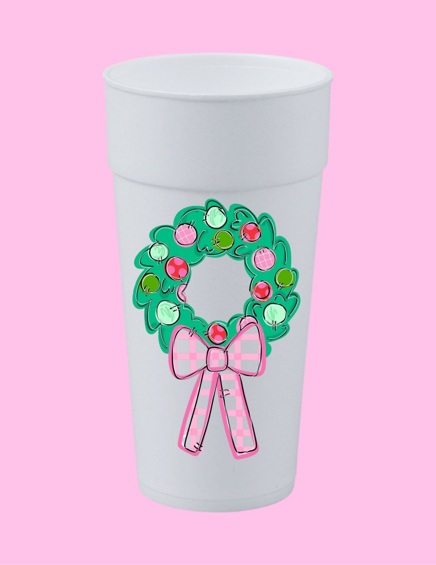 Pink Bow Wreath Cup