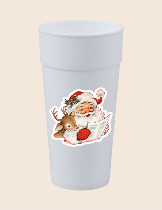 Vintage Santa and Reindeer Cup